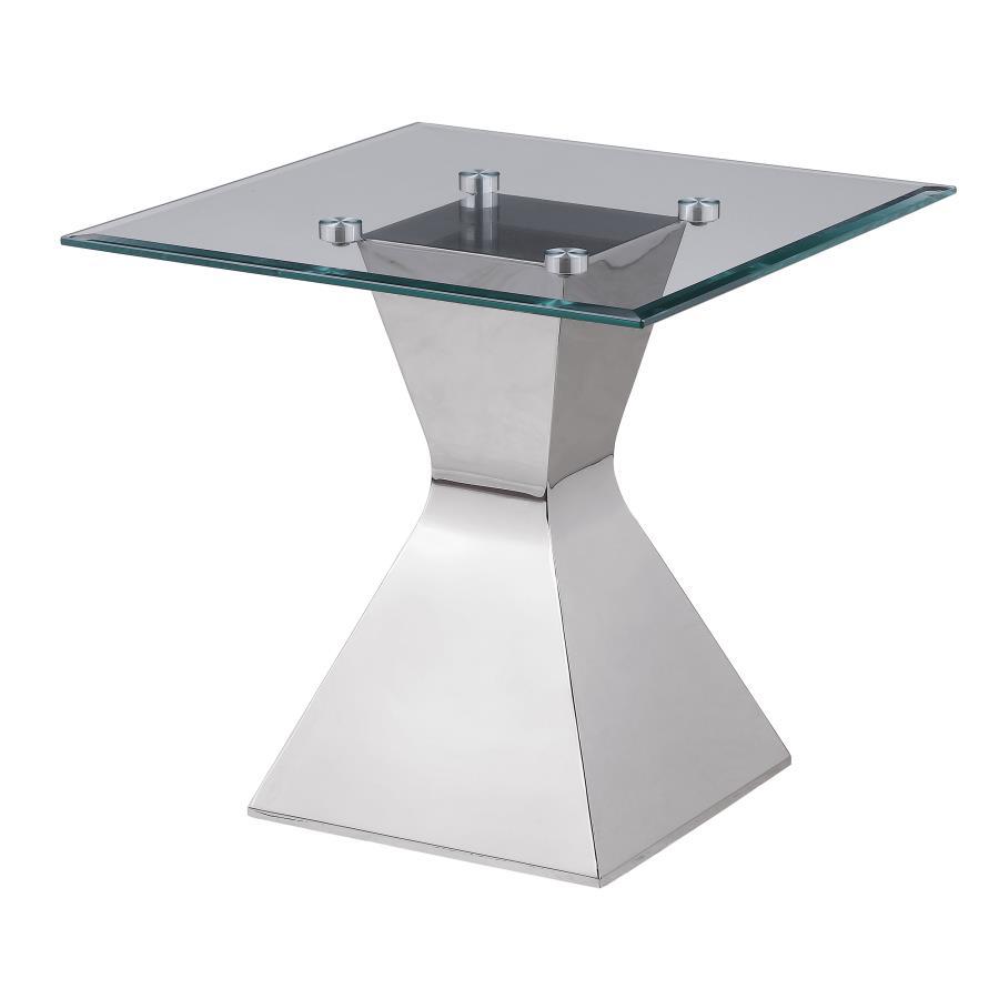 Jenny - Glass Top Stainless Steel Table CoasterEveryday