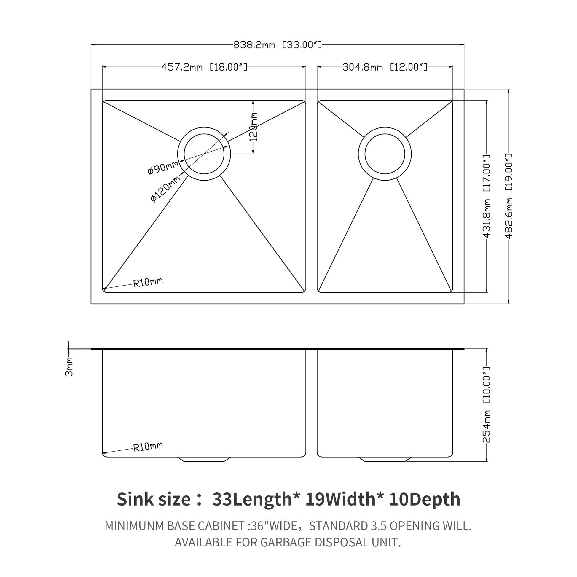 Modern Double Bowl Undermount Kitchen Sink 50 / 50 Design Stainless Steel Daily Nest