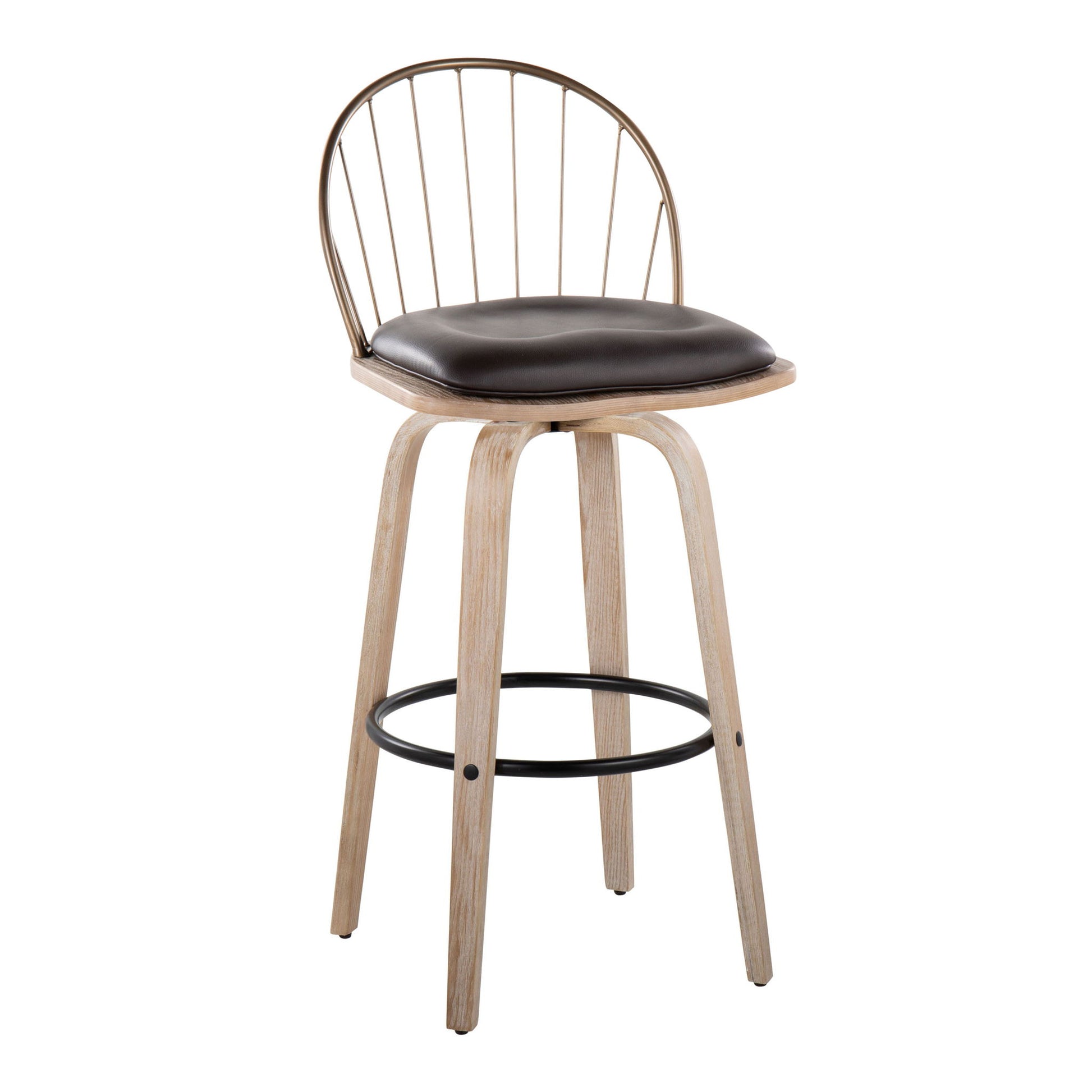 Riley - Industrial / Urban Fixed Height Barstool With Swivel With Removable Cushion (Set of 2) Lumi Source