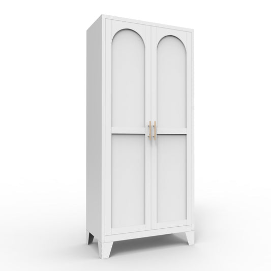 2 Shapely Doors Cabinet Metal Storage Cabinet With Doors And Adjustable Shelves For Bedroom Living Room - White Home Essentials