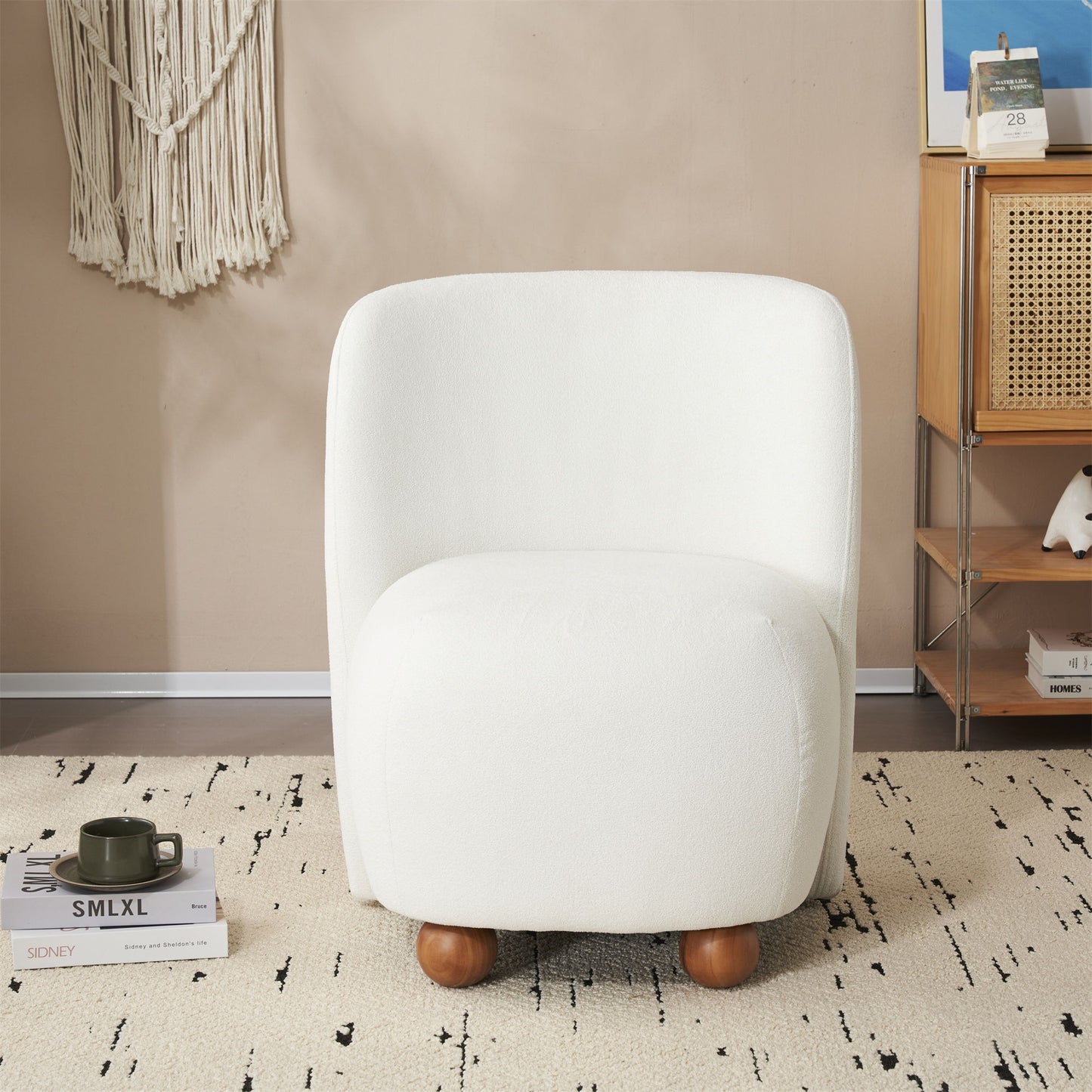 Modern Low Back Accent Upholstered Armless Living Room Chairs, Round Feet Noble House