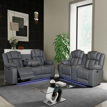 Raize - 10 Power Reclining Sofa With DDT, WC And LED - Gray Global Furniture USA