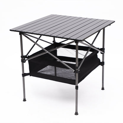 Folding Outdoor Table With Carrying Bag, Lightweight Aluminum Roll-Up Square Table For Indoor, Outdoor Camping, Picnics, Beach, Backyard, Bbq, Party, Patio - Black Home Essentials
