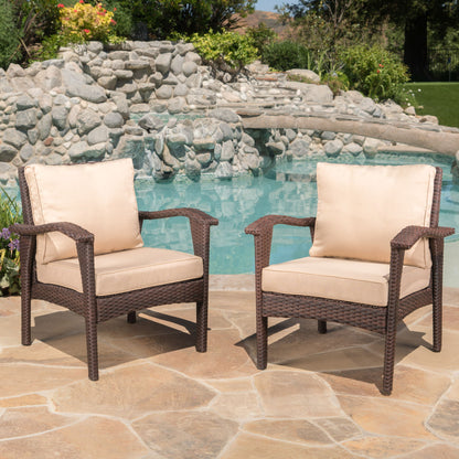Honolulu - Club Chair (Set of 2) With Weather Resistant Wicker And Cushions - Brown / Tan Noble House