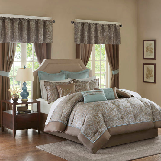 Brystol - California King 24 Piece Room In A Bag - Blue Madison Park Essentials