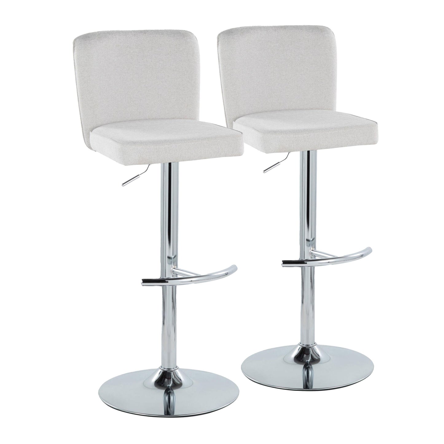 Henry - Contemporary Adjustable Barstool With Swivel & Rounded T Footrest (Set of 2) Lumi Source