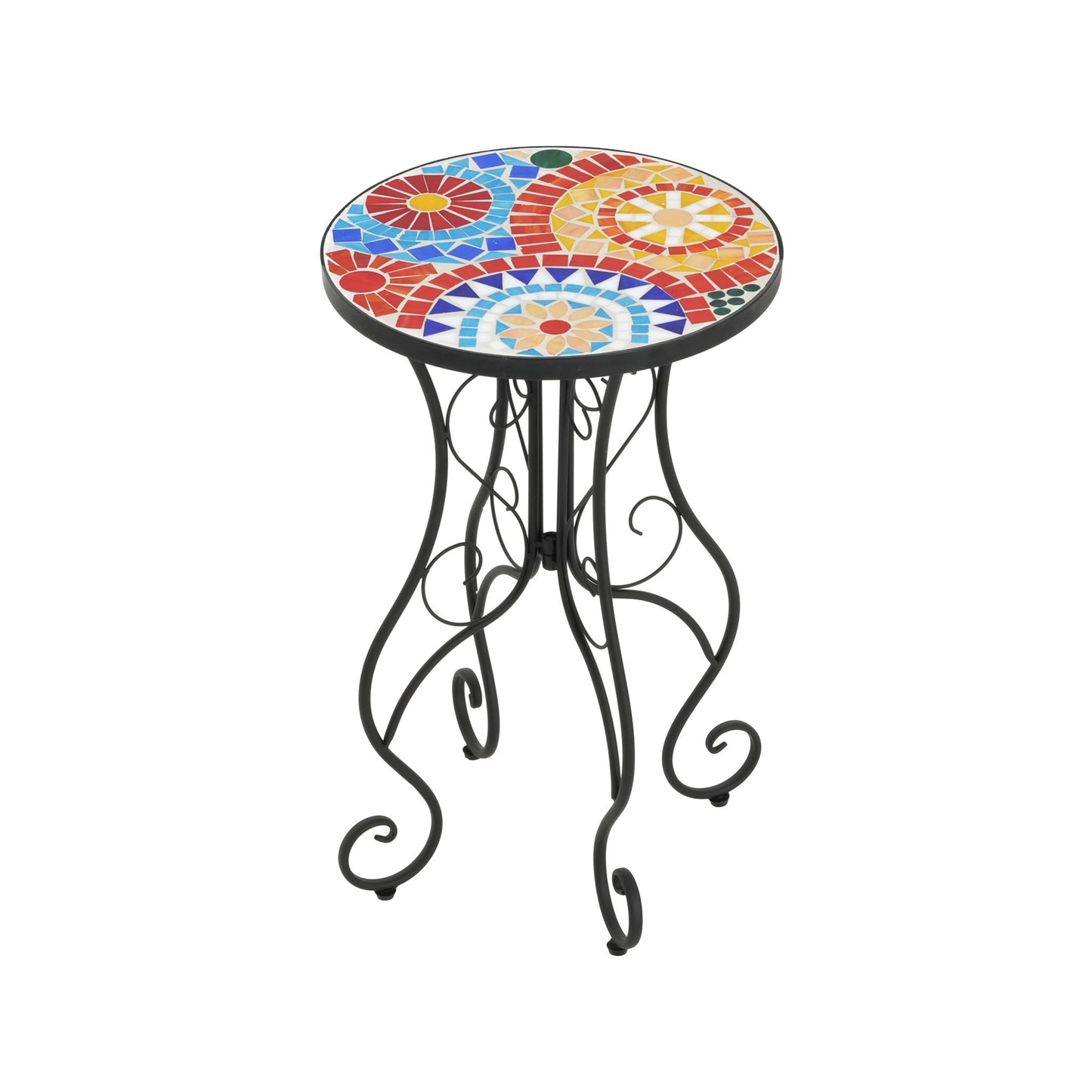 Colorful Outdoor Side Table With Ceramic Tile Top Noble House