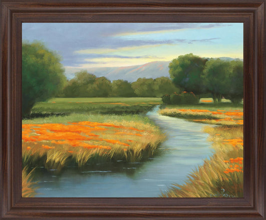 Golden Meadow Stream - 28" x 34" Framed Wall Art Classy Art
