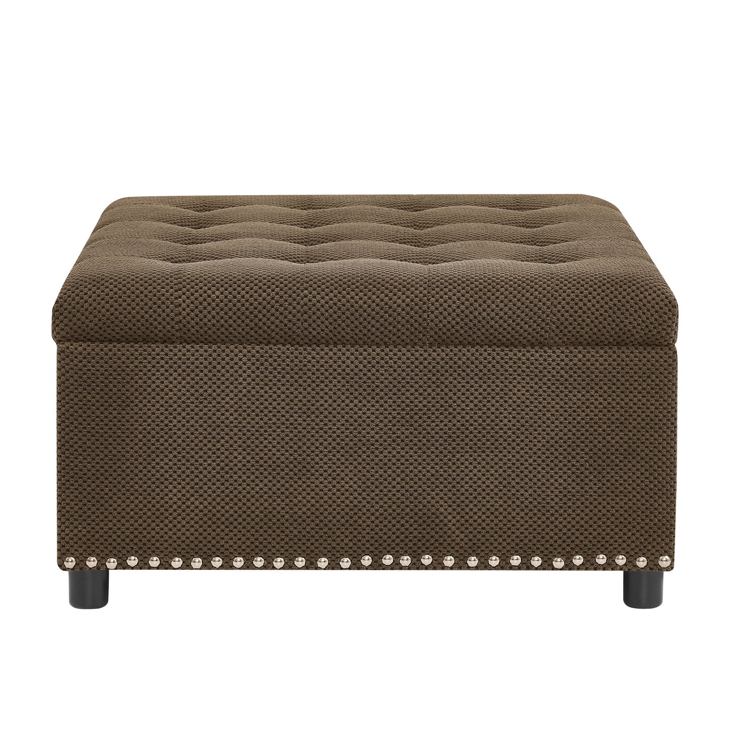 Square Tufted Storage Ottoman With Nailhead Trim Home Essentials