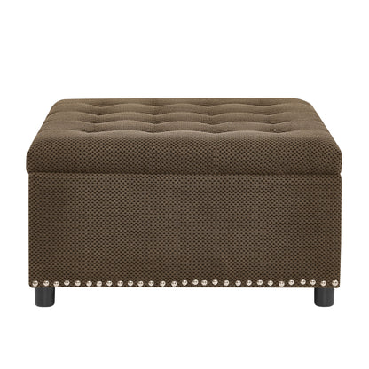 Square Tufted Storage Ottoman With Nailhead Trim Home Essentials
