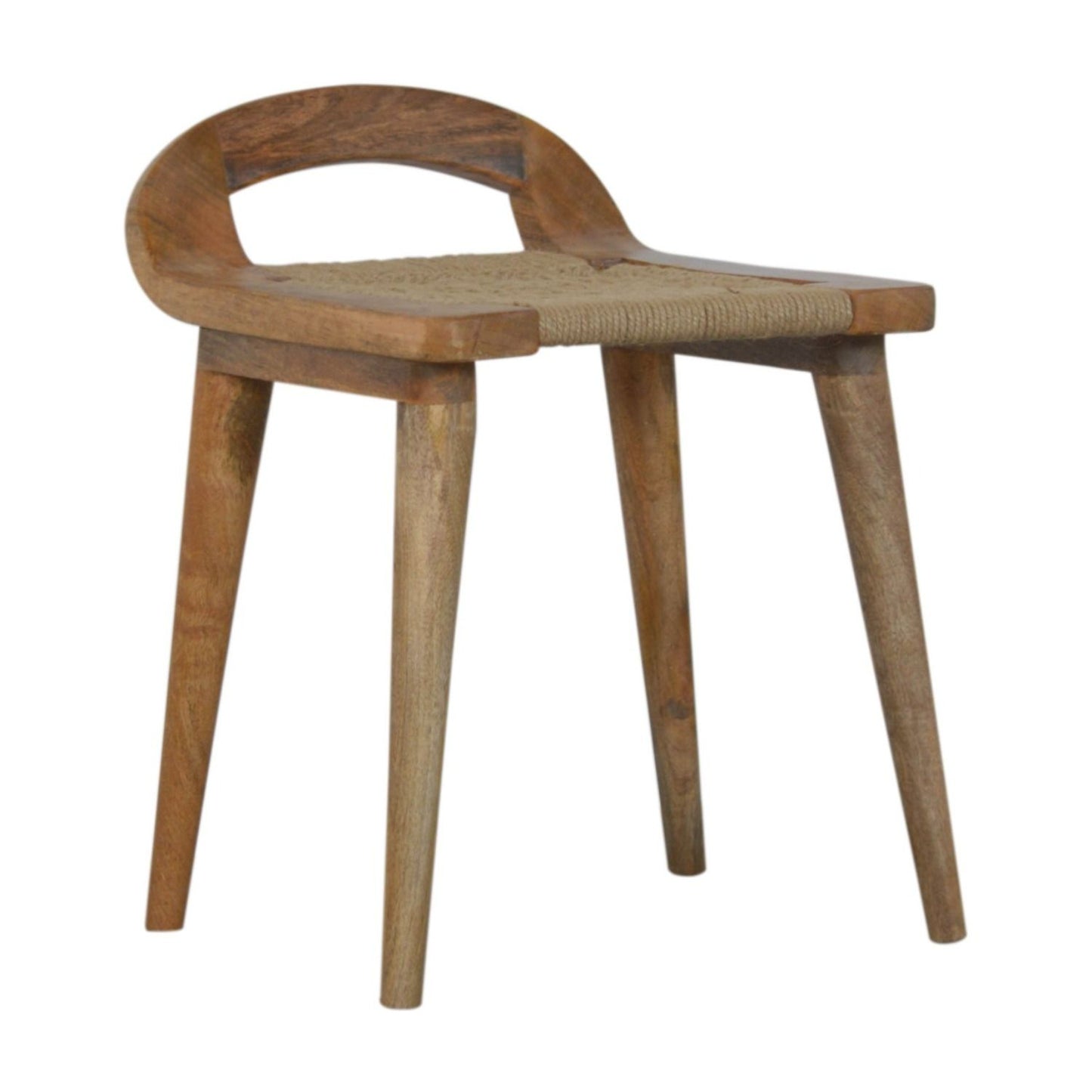 Woven Raised Back Stool - Oak Artisan Furniture