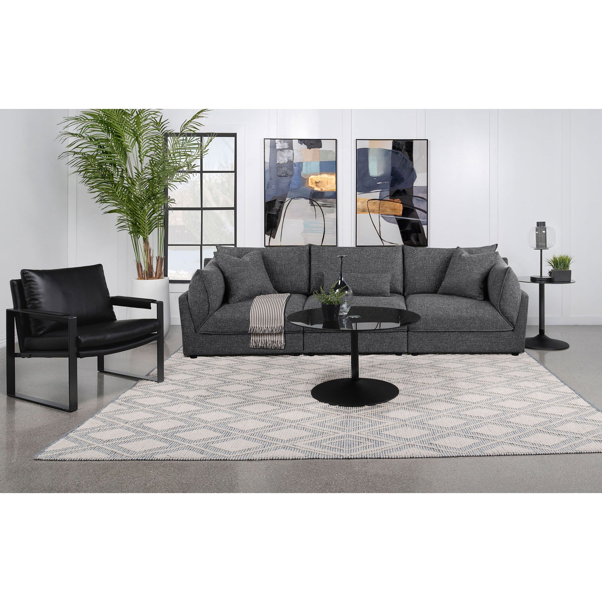 Tomasina - Modular Sofa With Cushions And Padded Arms - Black Furniture Max