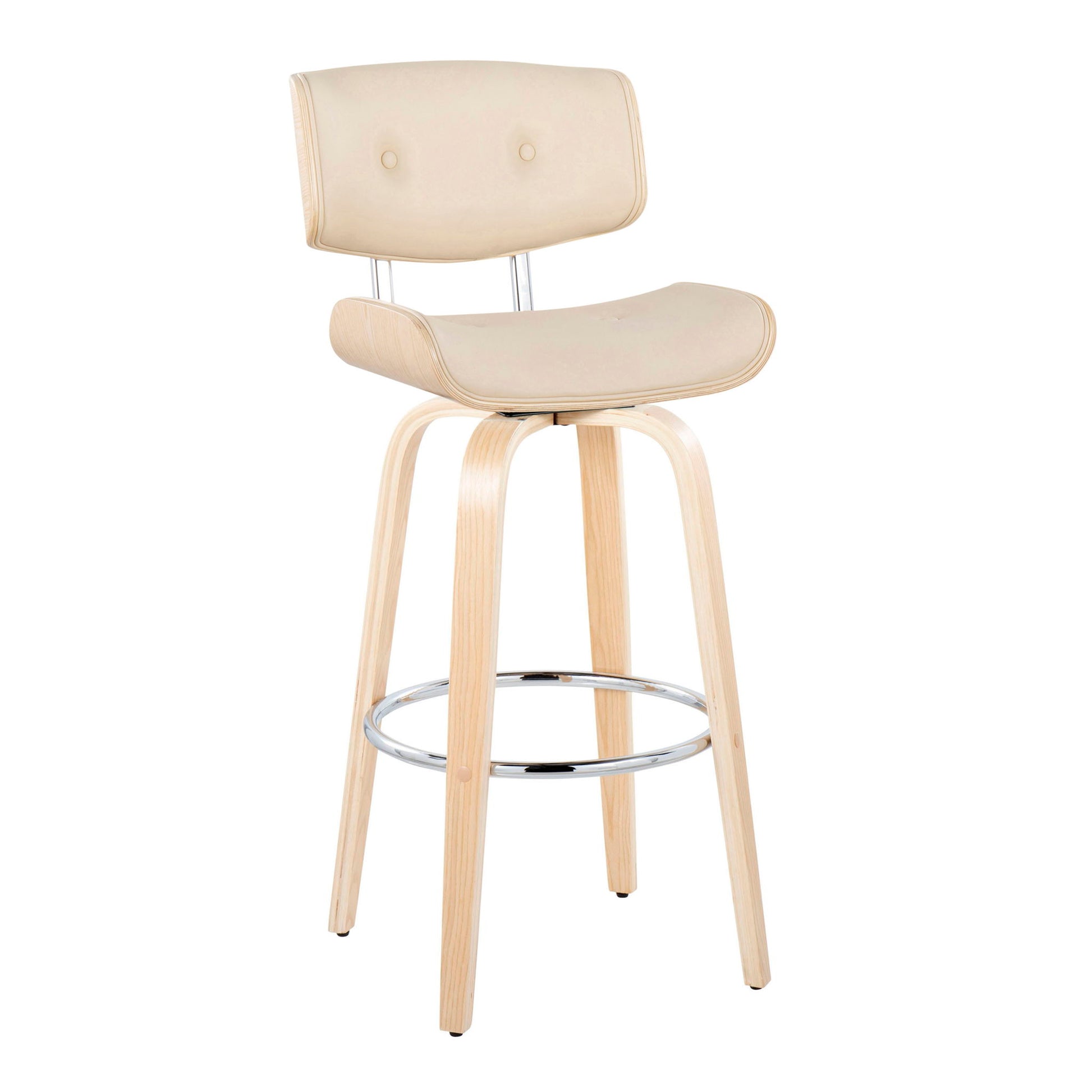 Lombardi - Mid Century Modern Fixed Height Barstool With Swivel With Round Footrest (Set of 2) Lumi Source