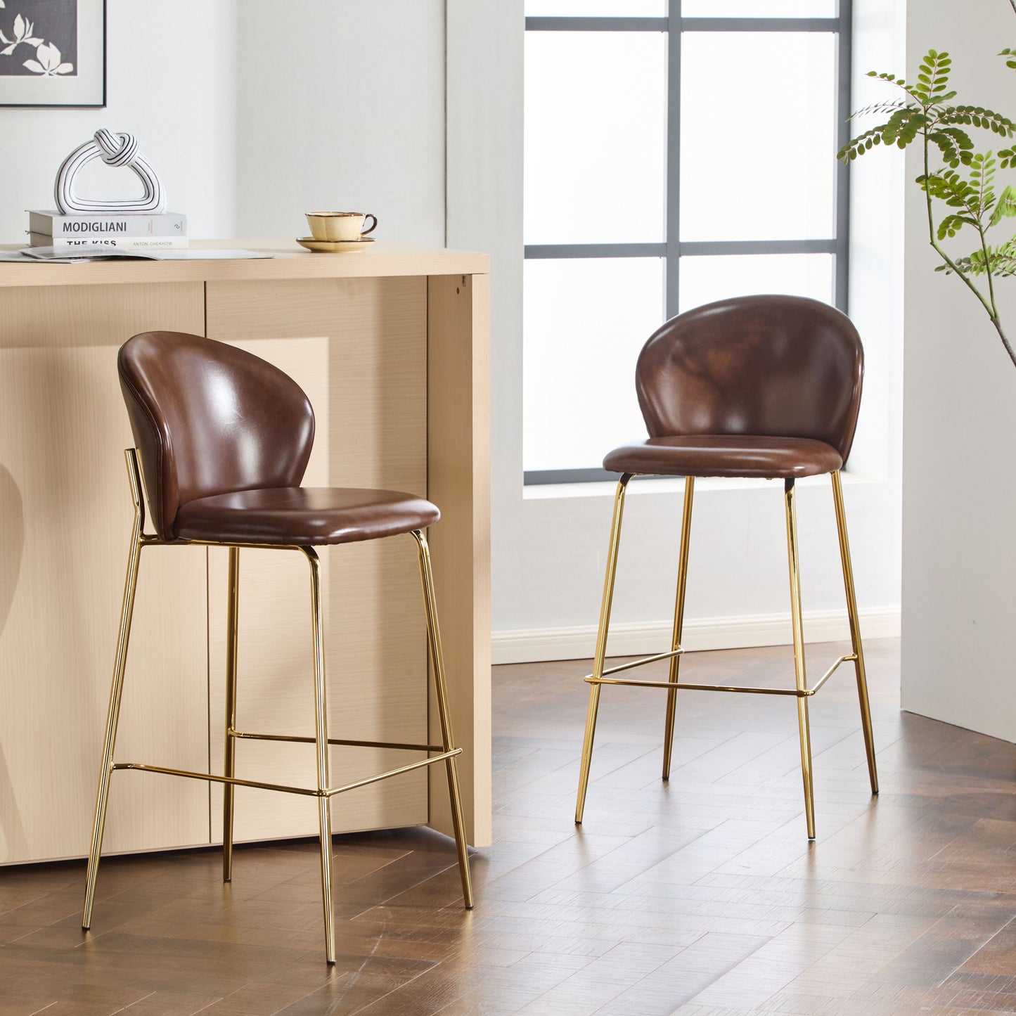 Kira - Upholstered Bar Stool (Set of 2) Noble House