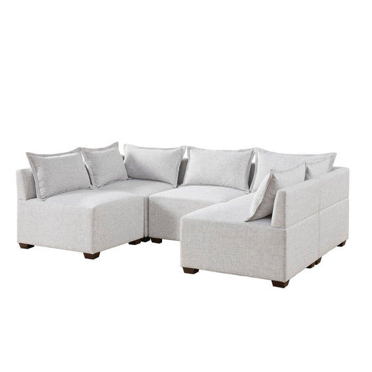 Molly - 5-Piece Modular U-Shape Sofa - Silver Gray INK+IVY
