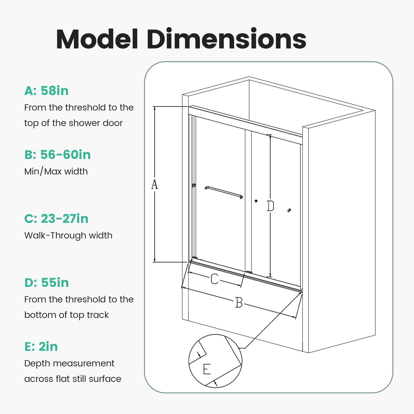 Semi-Frameless Double Sliding Shower Door, Bypass Shower Door, 1 / 4" (6Mm) Thick SGCC Tempered Glass Door Daily Nest