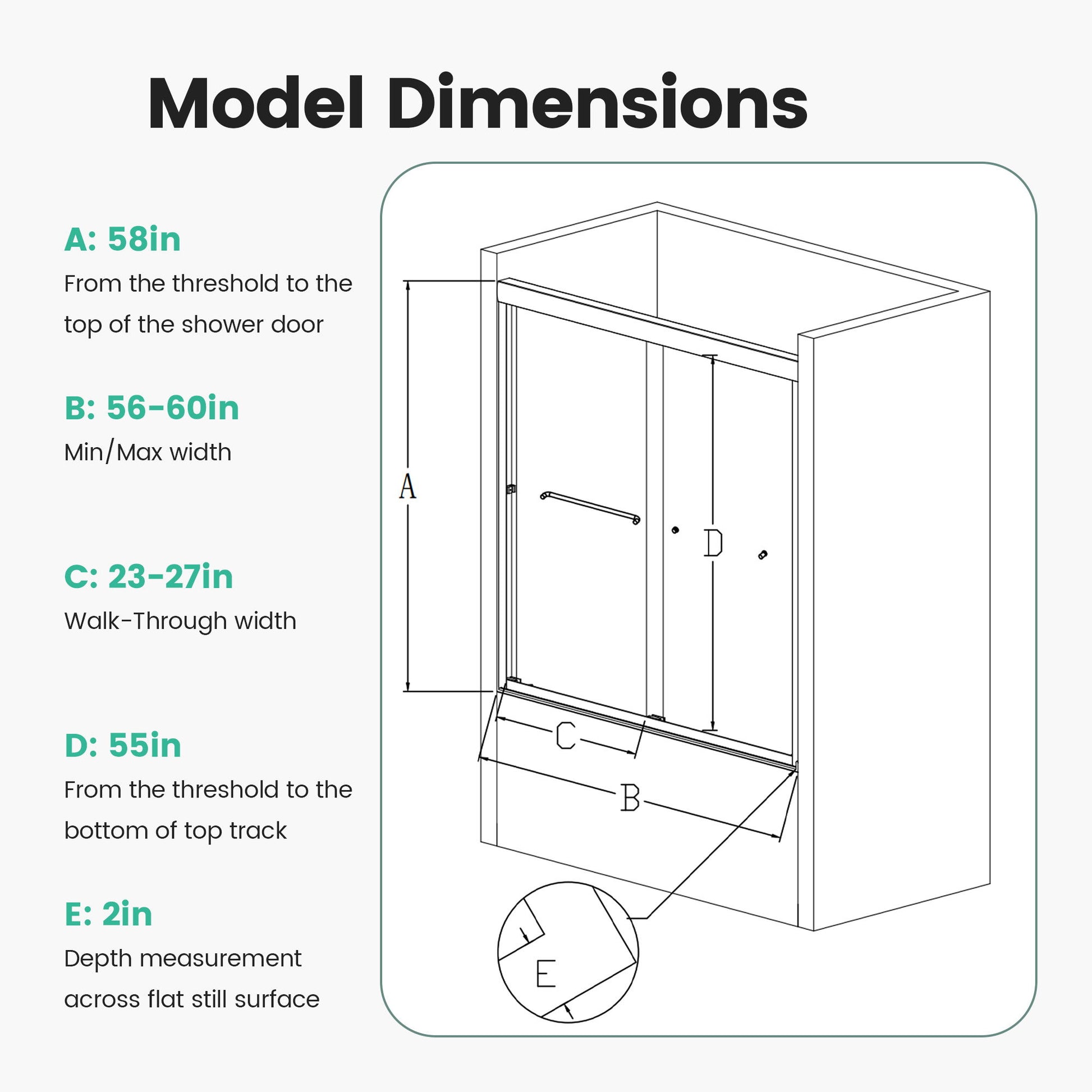 Semi-Frameless Double Sliding Shower Door, Bypass Shower Door, 1 / 4" (6Mm) Thick SGCC Tempered Glass Door Daily Nest