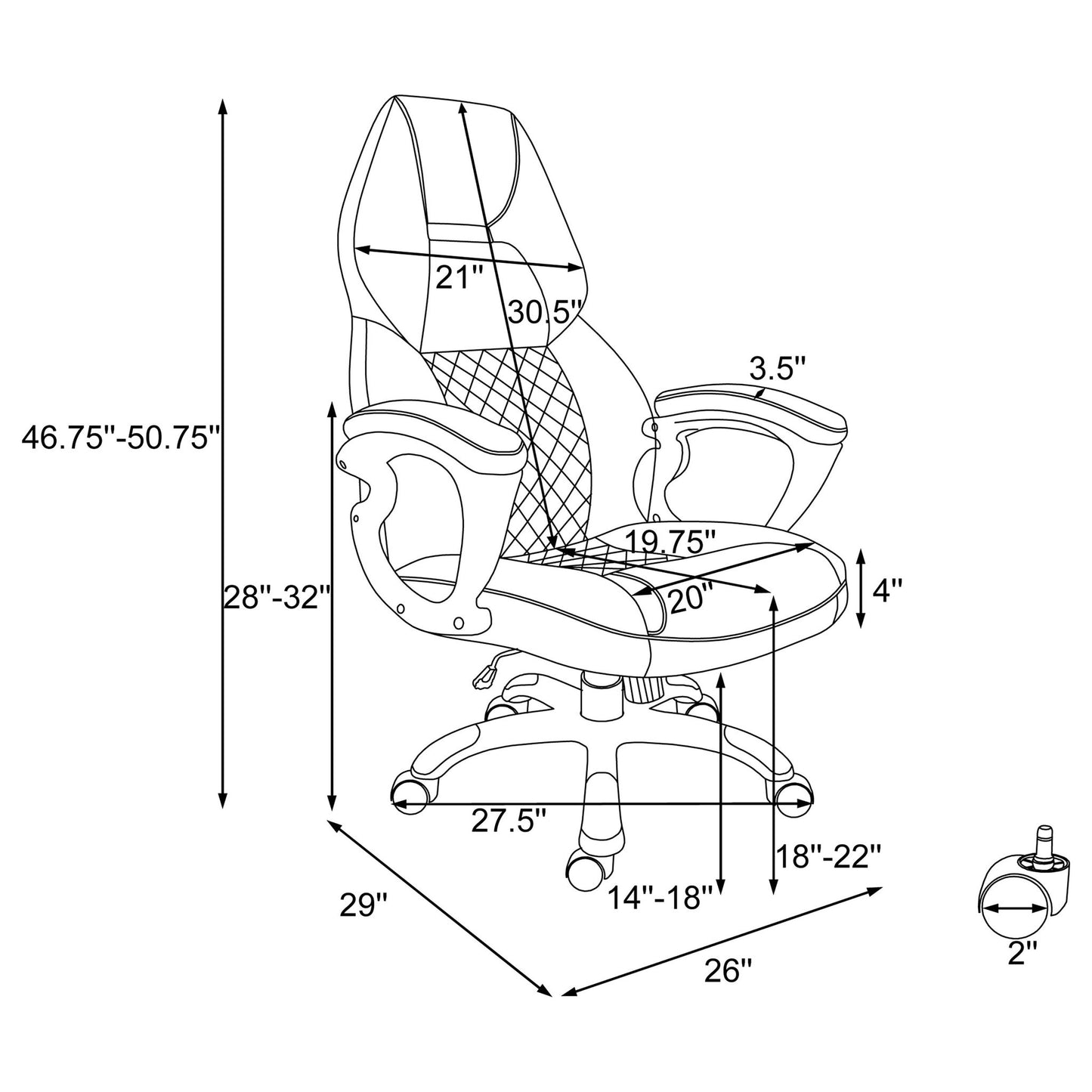 Bruce - Upholstered Adjustable Home Office Chair With Ergonomic Support And Smooth Swivel Function - Black Furniture Max