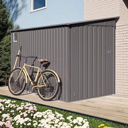 Metal Outdoor Storage Shed 4 X 9 Ft With Sloping Roof, Vents, And Side Door - Gray Daily Nest