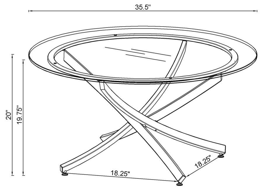 Brooke - Round Glass Top Coffee Table Metal Base CoasterEssence