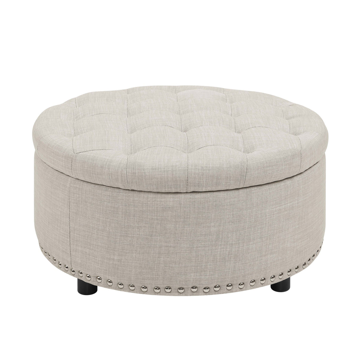 Tufted Storage Ottoman With Upholstery Home Essentials