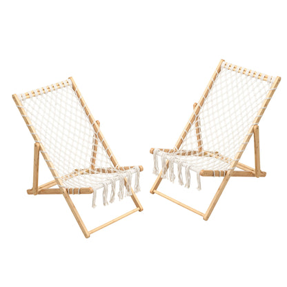 Bamboo Weaving Chair Set With Handwoven Rope For Patio And Living Spaces - Natural Home Essentials