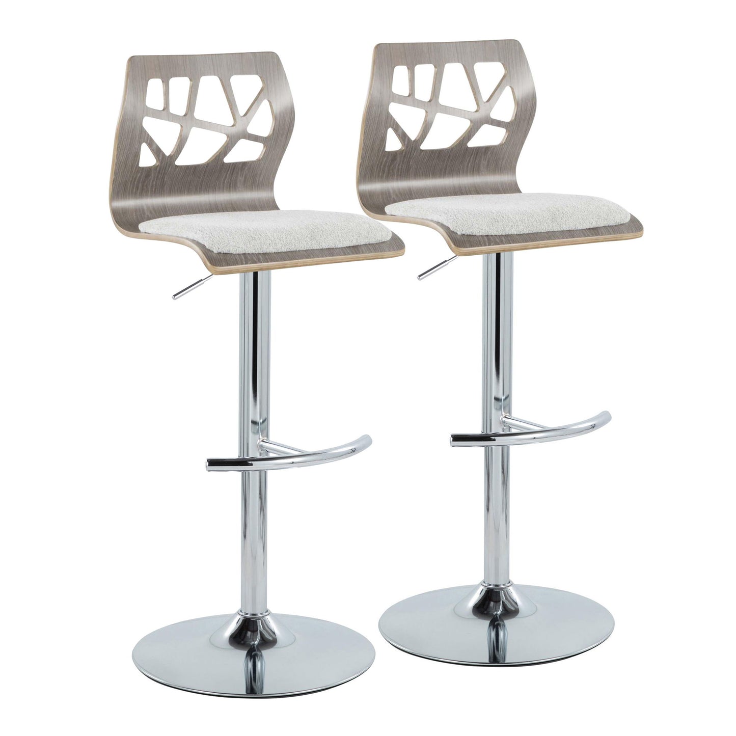 Folia - Contemporary Adjustable Barstool With Swivel With Rounded T Footrest (Set of 2) Lumi Source