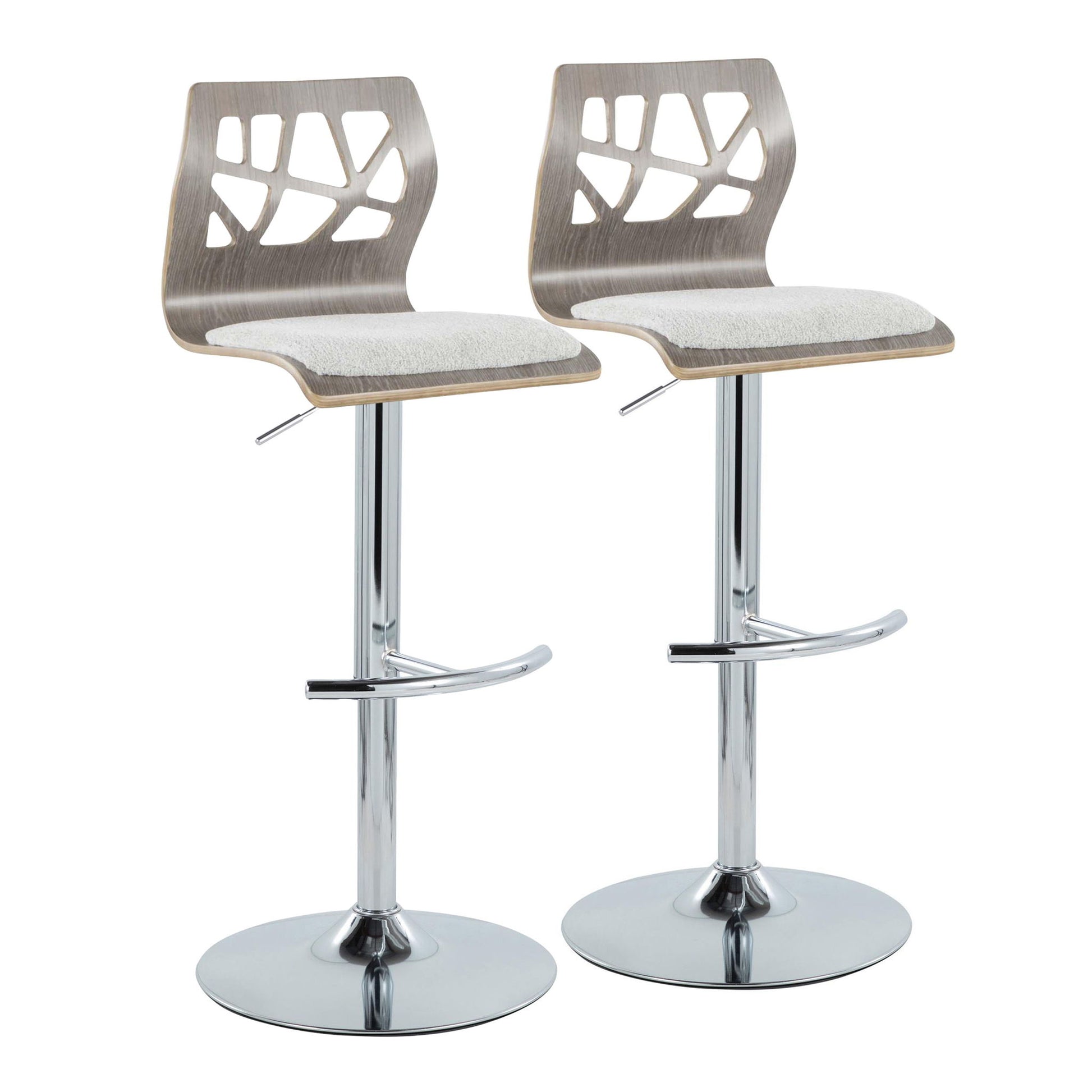 Folia - Contemporary Adjustable Barstool With Swivel With Rounded T Footrest (Set of 2) Lumi Source