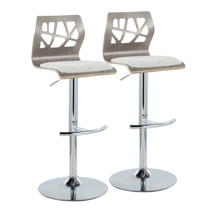 Folia - Contemporary Adjustable Barstool With Swivel With Rounded T Footrest (Set of 2) Lumi Source