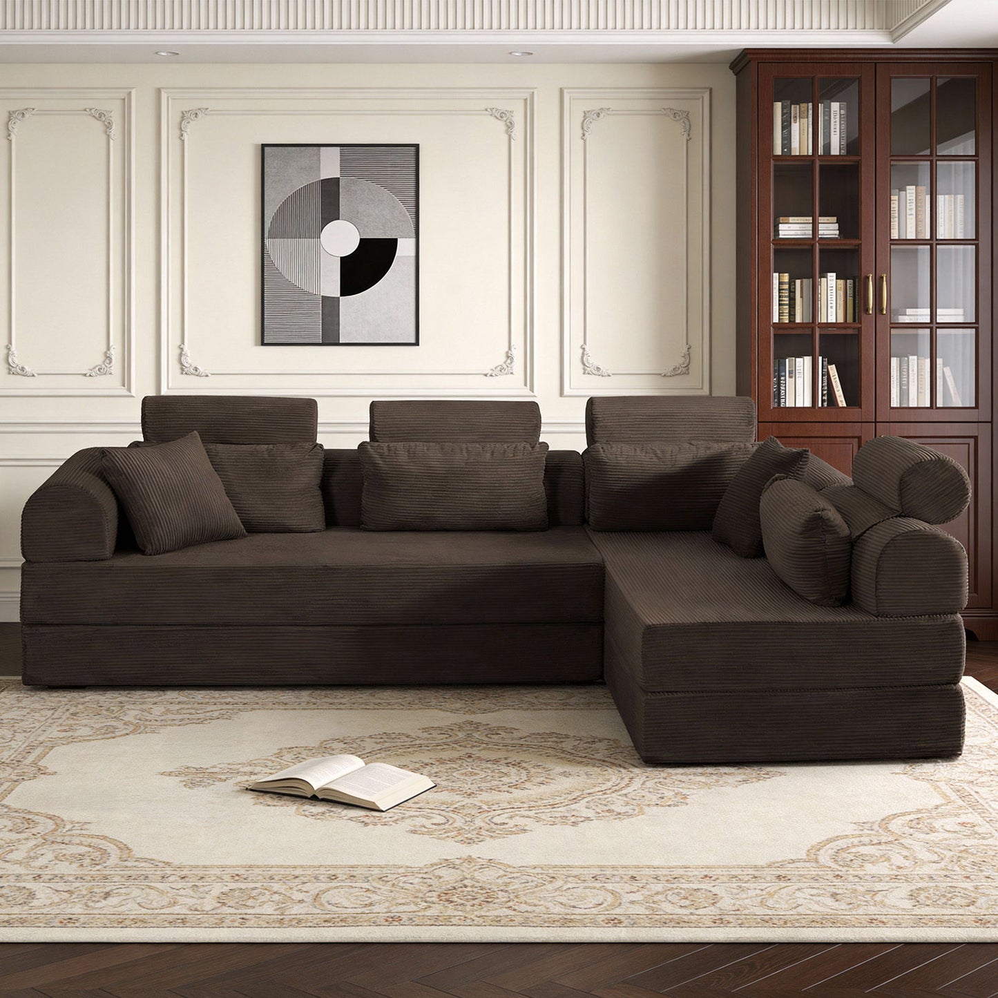 Modern L-Shape Modular Sectional Sofa, Compressed Design Home Essentials