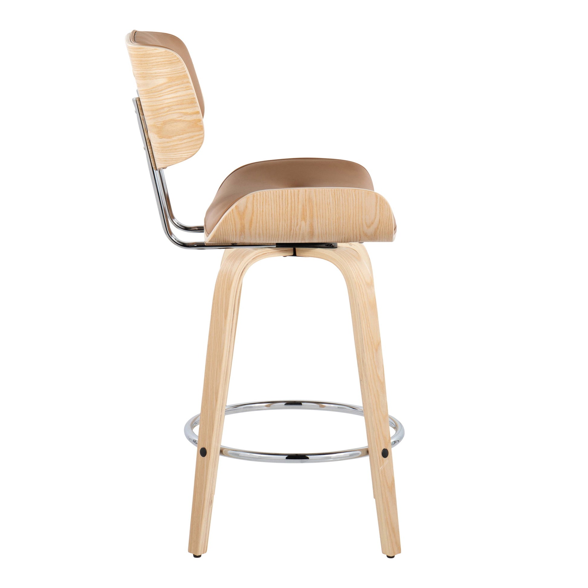 Lombardi - Mid Century Modern Fixed Height Counter Stool With Swivel With Round Footrest (Set of 2) Lumi Source