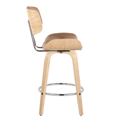 Lombardi - Mid Century Modern Fixed Height Counter Stool With Swivel With Round Footrest (Set of 2) Lumi Source