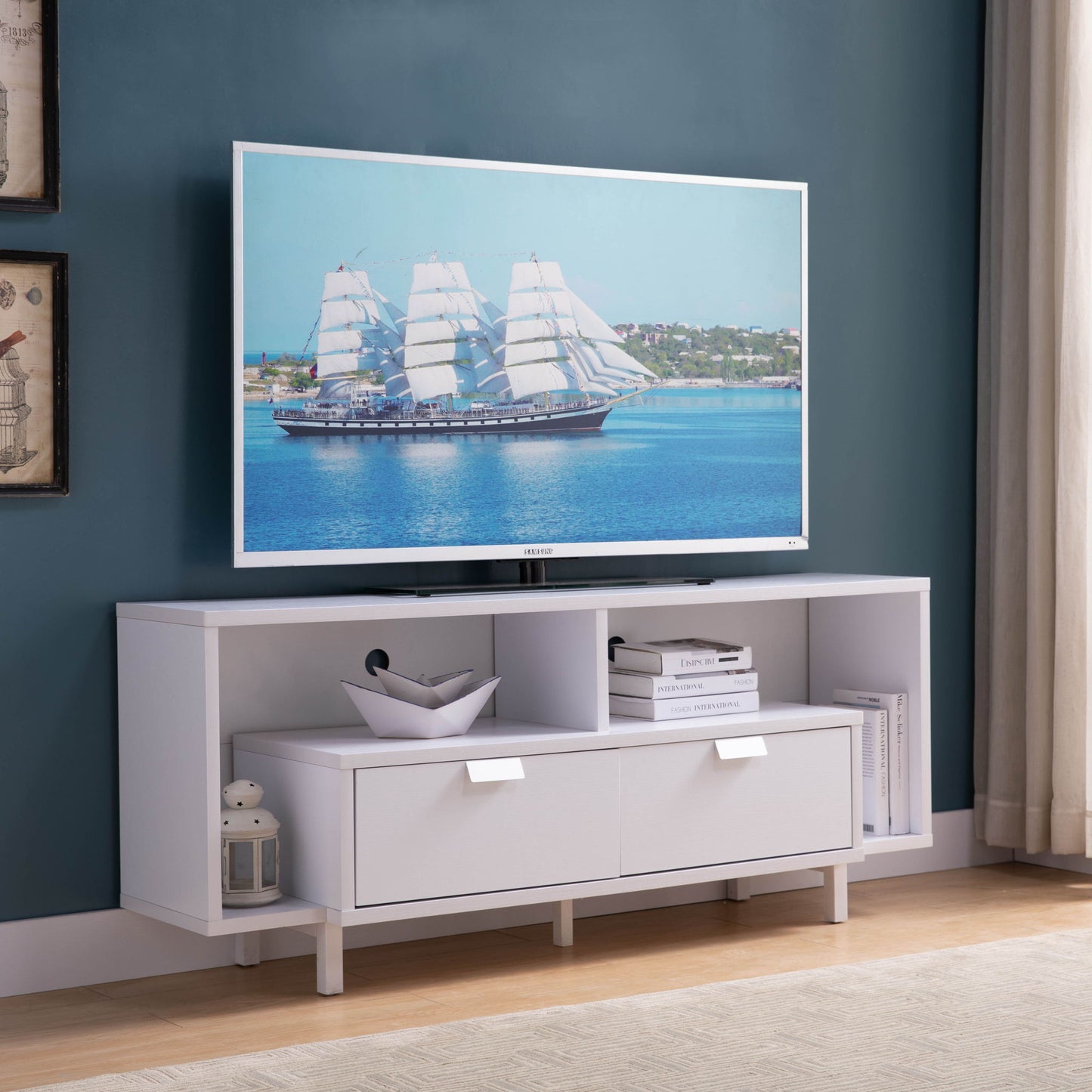 Modern TV Stand & Two Shelves And Two Drawers Home Essentials