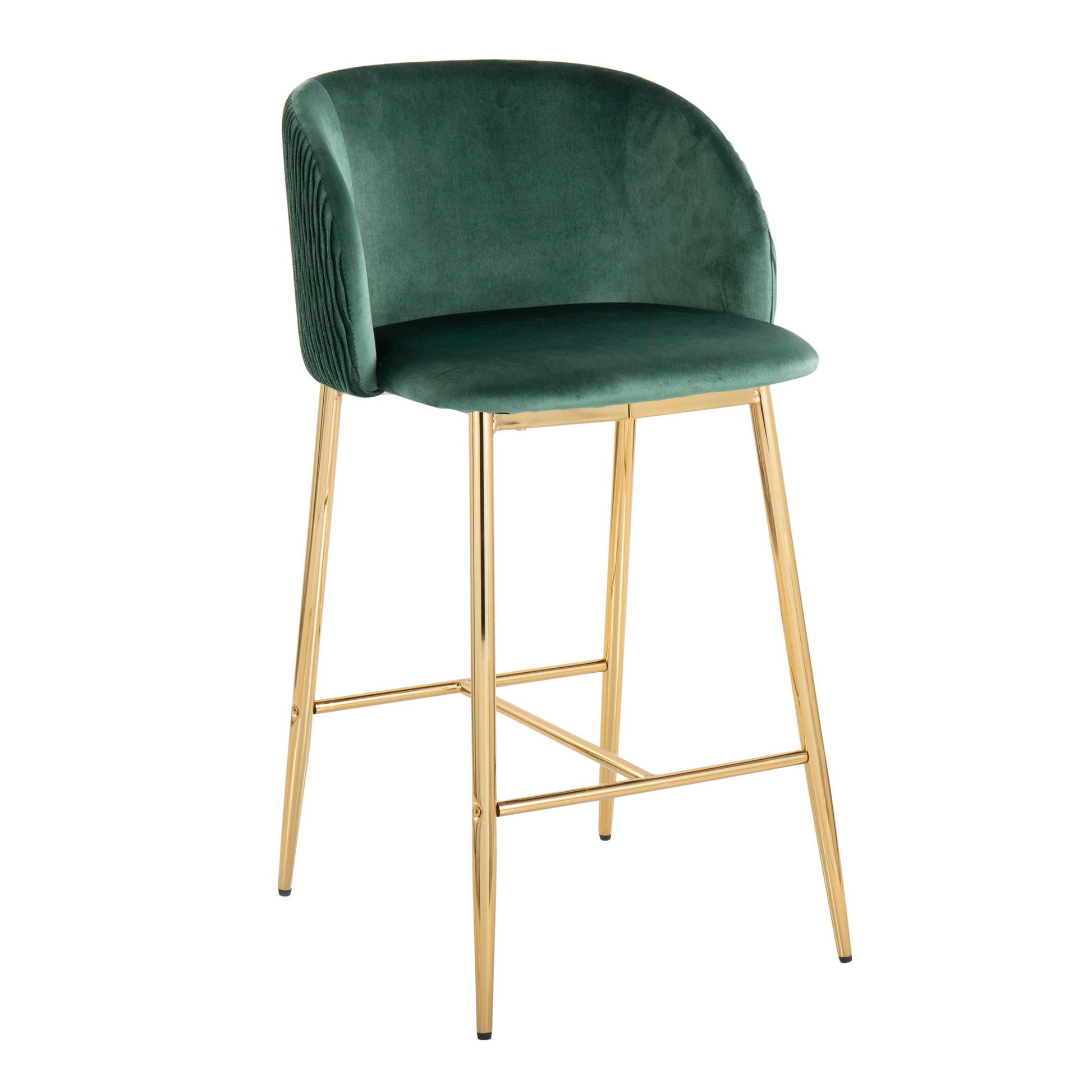 Fran - Pleated Waves Contemporary / Glam Fixed Height Counter Stool (Set of 2) Lumi Source