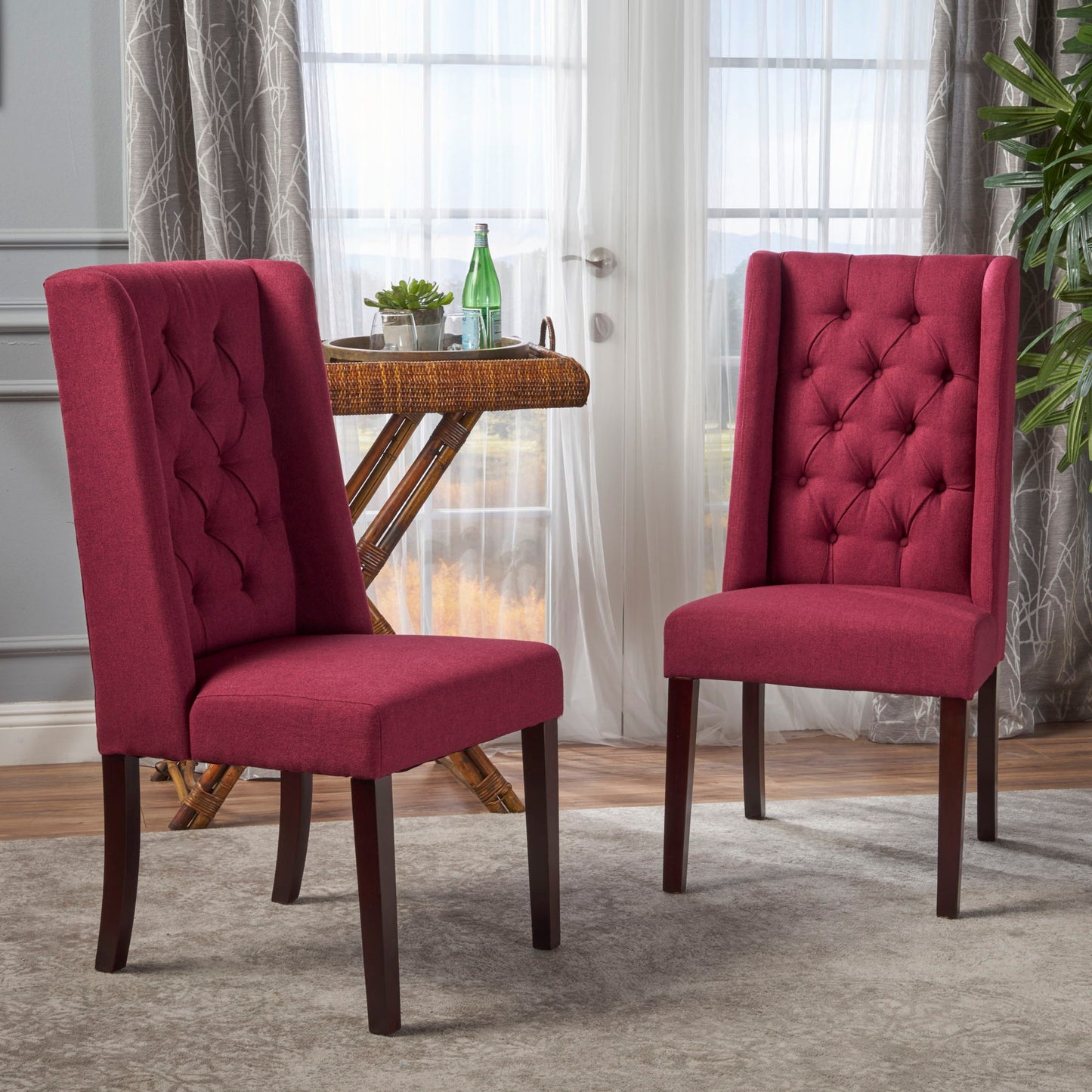 Sophisticated Tufted Dining Chair With High Back Design Noble House