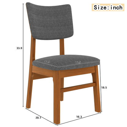 Dining Chairs (Set of 4), Wooden Dining Chair Armless, Mid Century Modern Upholstered Seat Cushion Dining Room Chair For Home Kitchen Dining Room Restaurant - Brown / Gray Hearth and Haven