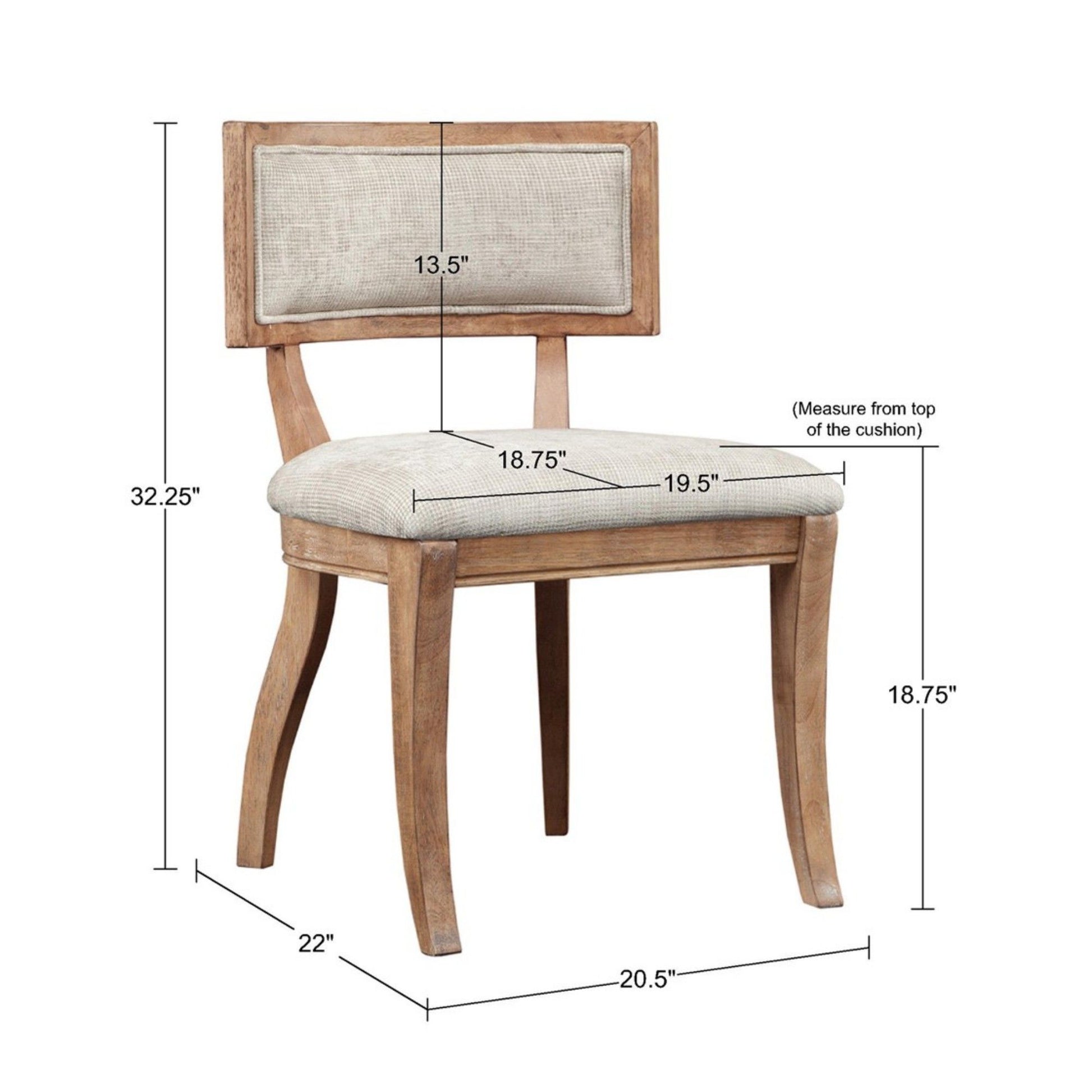 Classic Dining Chair With Curved Back (Set of 2) - Beige / Light Natural JLA