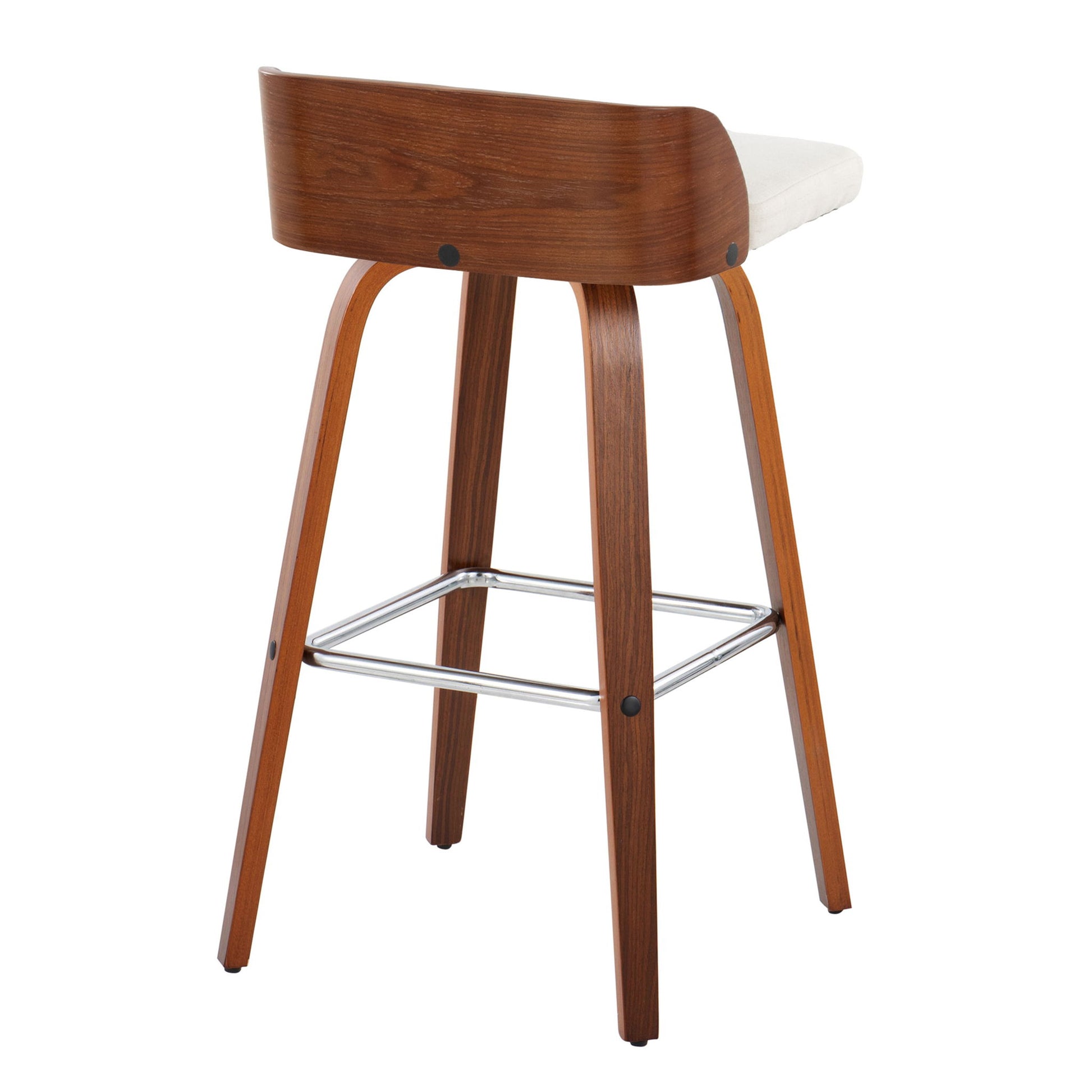Maya - Mid Century Modern Fixed Height Barstool With Swivel With Square Footrest (Set of 2) Lumi Source