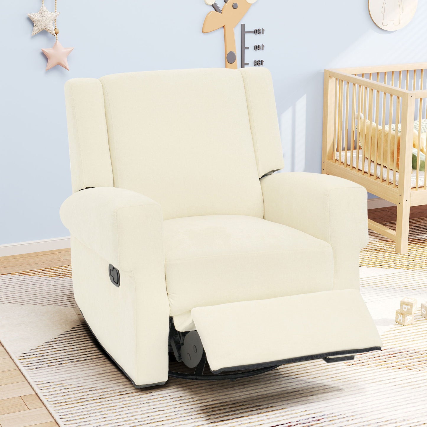 Manual Recliner Chair With Swivel Rocker Function, Dual Recline Angles Noble House