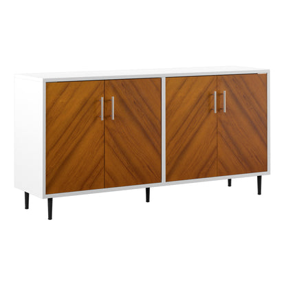 Mid-Century Modern Faux Bookmatch Door Buffet Walker Edison