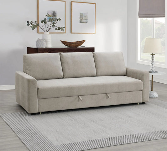 Leira - Linen Pull Out Sleeper Sofa - Beige Acme
