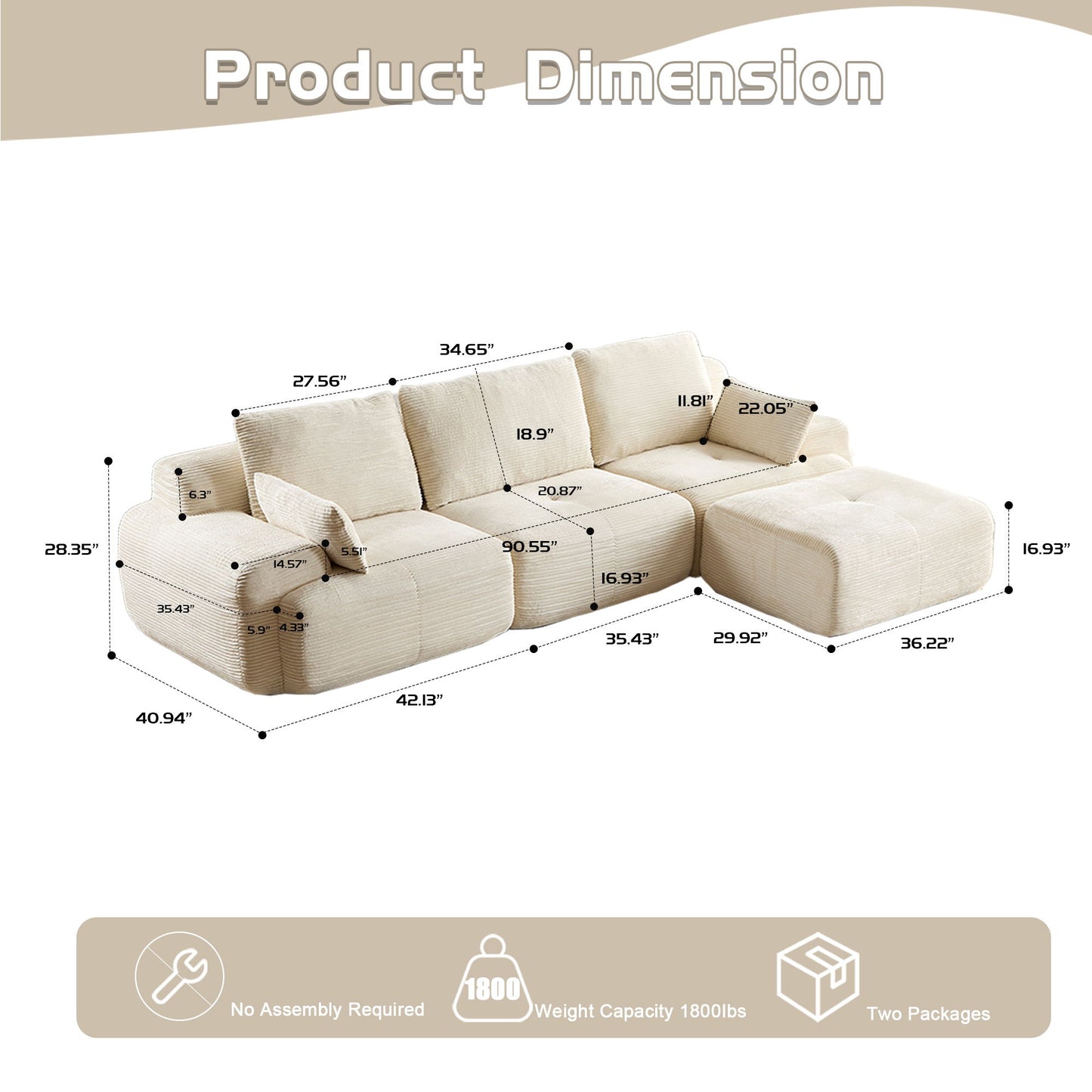 Compressed Sofa, Large Sectional Couches For Living Room Home Essentials
