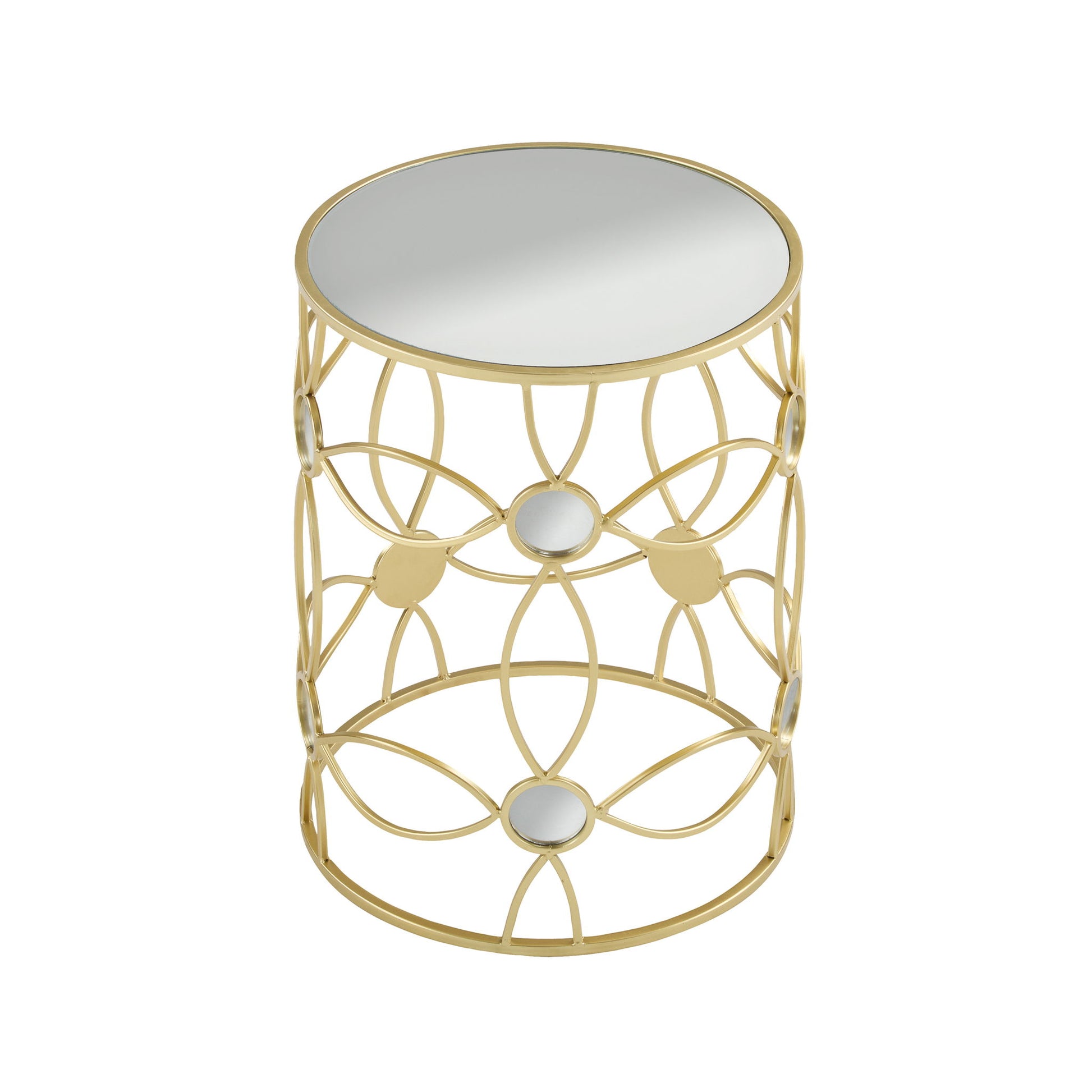 Modern Side Table With Mirror Top And Metal Frame - Gold / Clear Noble House