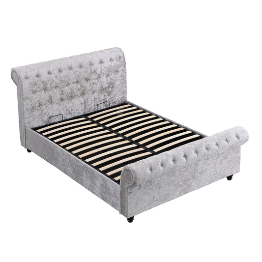 Hartfried - Queen Size Upholstered Storage Bed - Beige Home Essentials