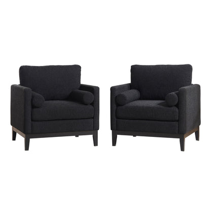 Wide Modern Farmhouse Performance Accent Chair With Legs, Wood Base Home Essentials