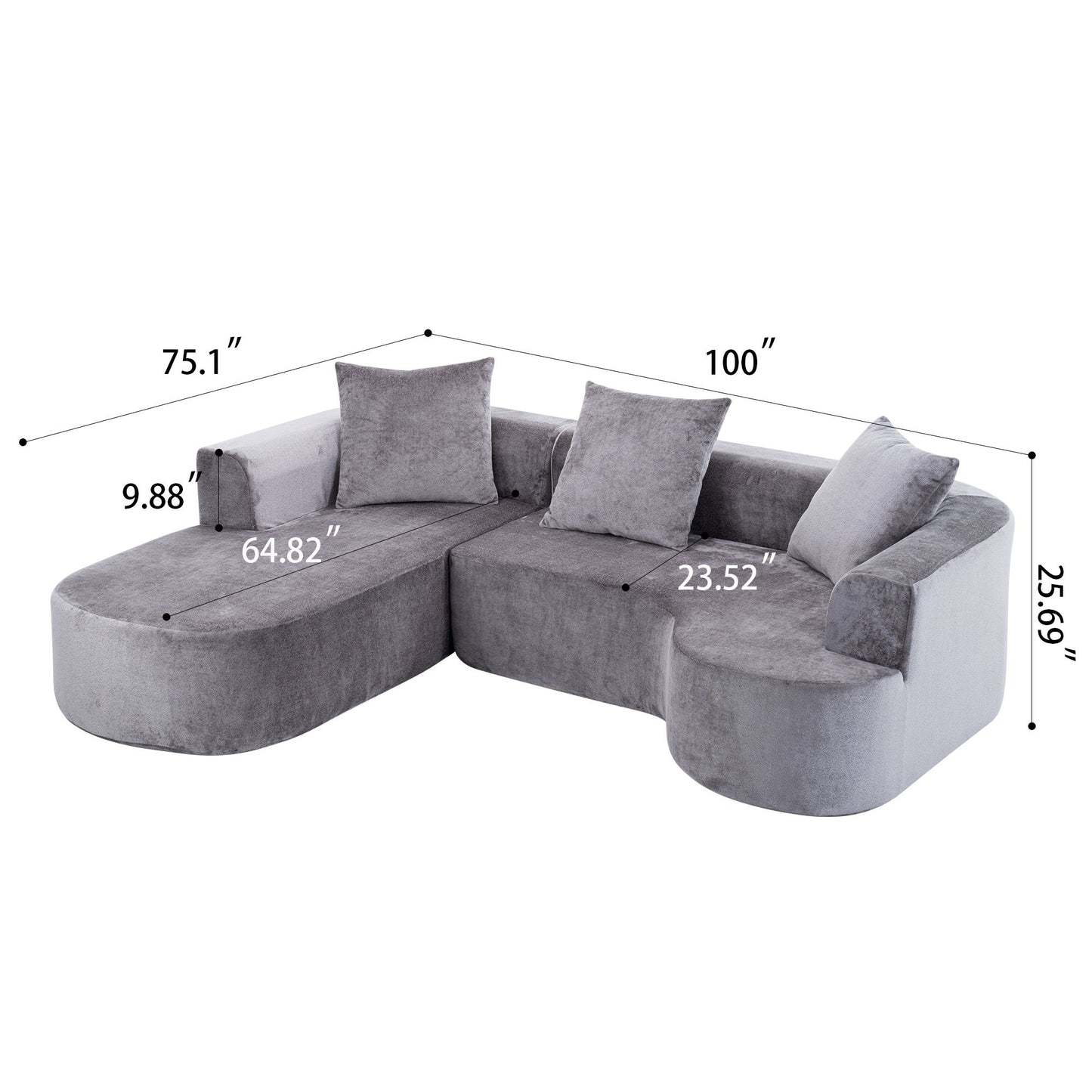 Modular Sectional Sofa With L Shape Chaise With Deep Seat Home Essentials