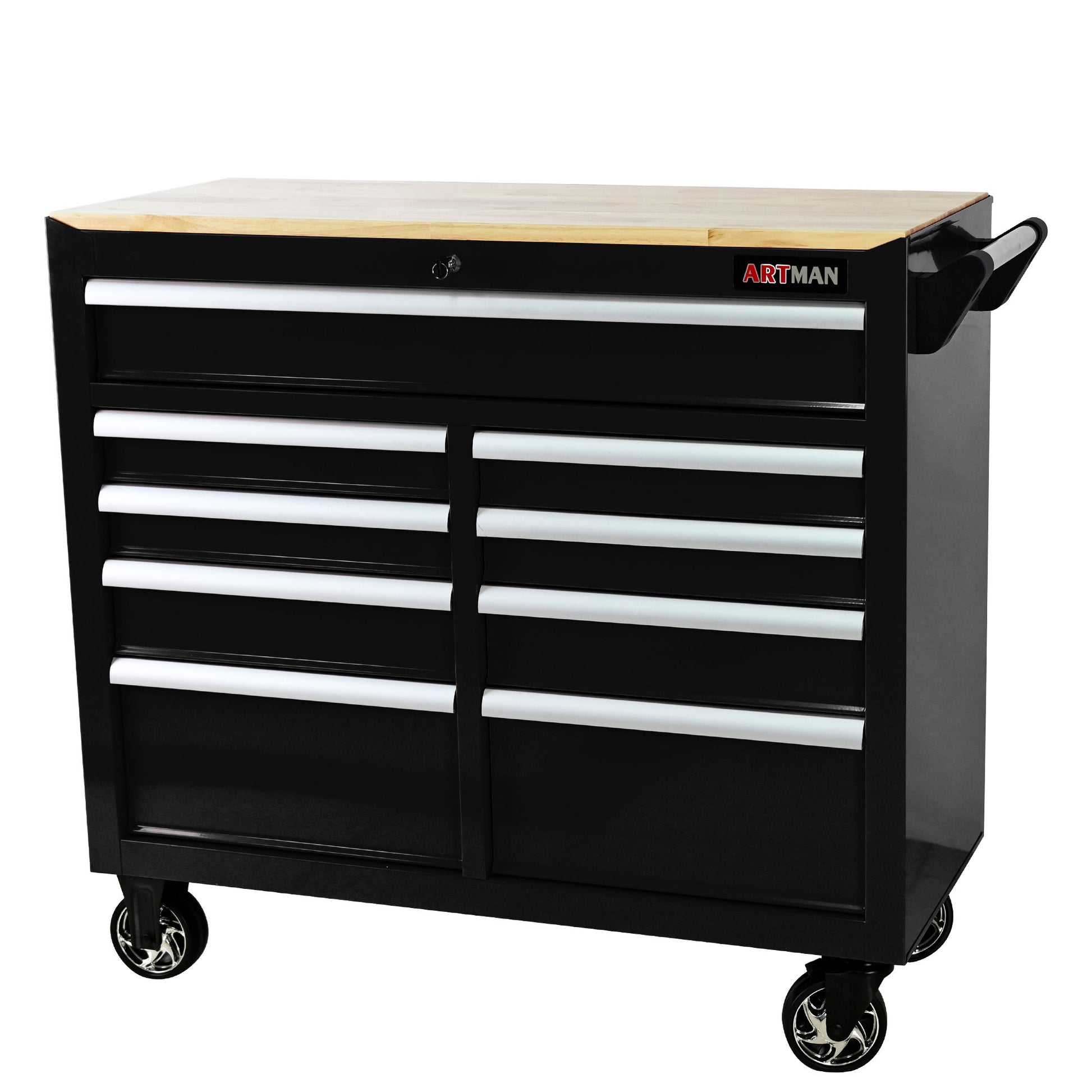 9 Drawer Multifunctional Steel Tool Cart With Wheels And Wooden Top Daily Nest