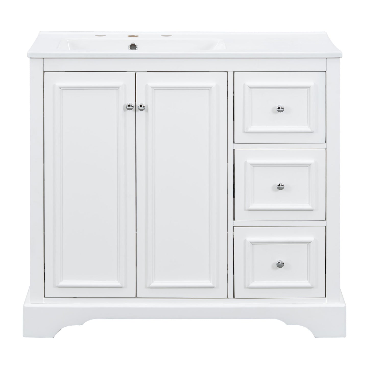Bathroom Vanity With Sink, Soft-Close Doors, Adjustable U-Shelf, 3 Drawers Hearth and Haven