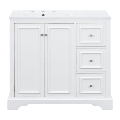Bathroom Vanity With Sink, Soft-Close Doors, Adjustable U-Shelf, 3 Drawers Hearth and Haven