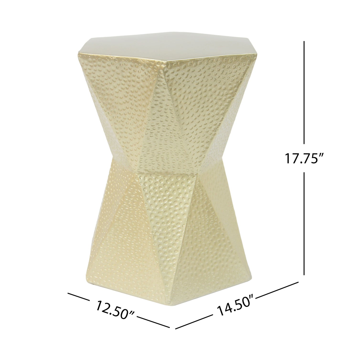 Modern Hexagon Side Table With Knockout Pit Texture - Gold Noble House